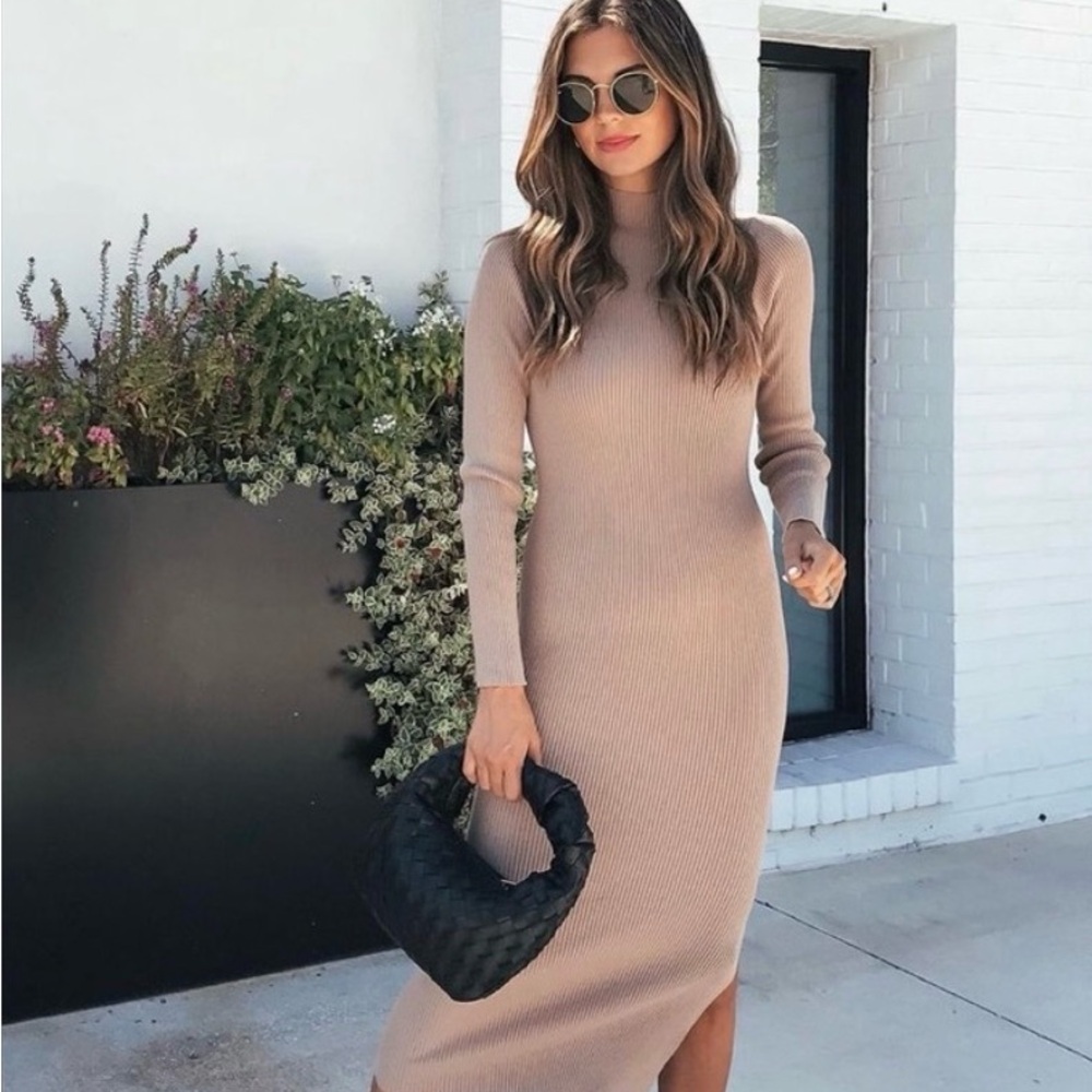 Vici Tan Long Sleeve Midi Dress
